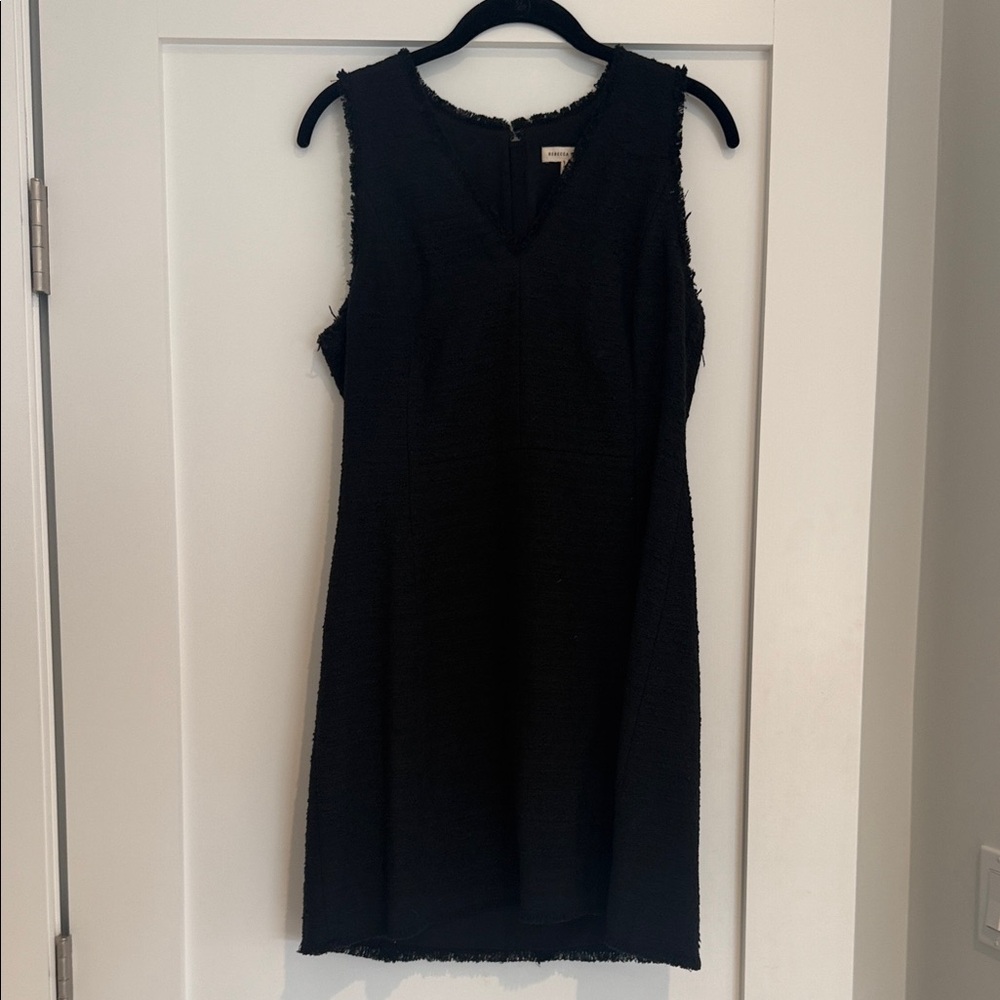 Rebecca Taylor Black Cotton Textured Sleeveless Mini Dress